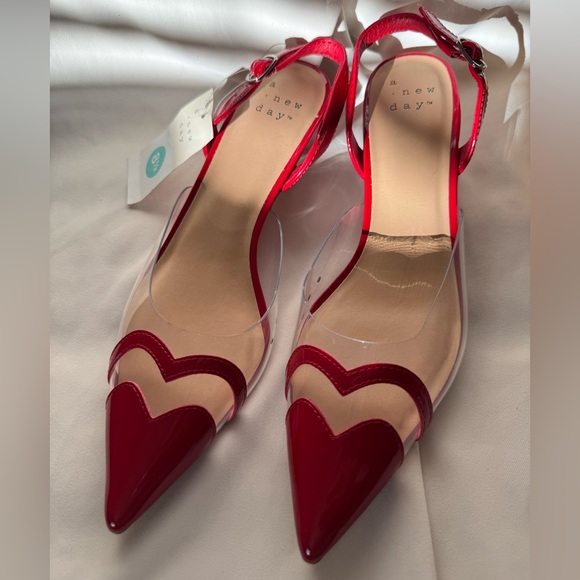 A New Day | Eleanor Heart Kitten Heels Clear Strap Dressy | Size 8.5 - Picture 2 of 6